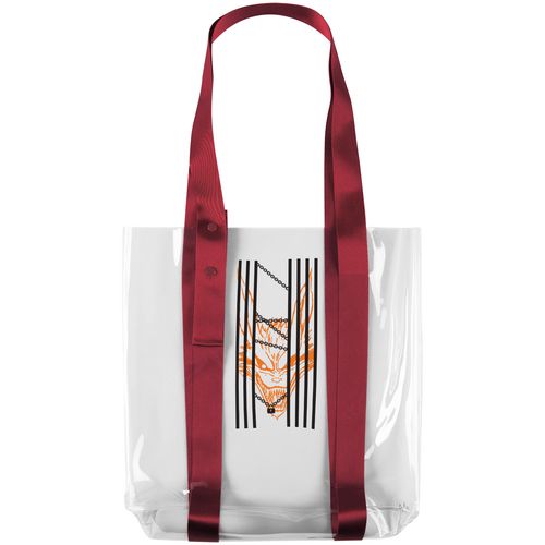 Шопер Clear Fest, прозрачный с красными ручками: шелкография и печать с разных сторон в 1 цвет — пример готового нанесения, фото 1 из 3