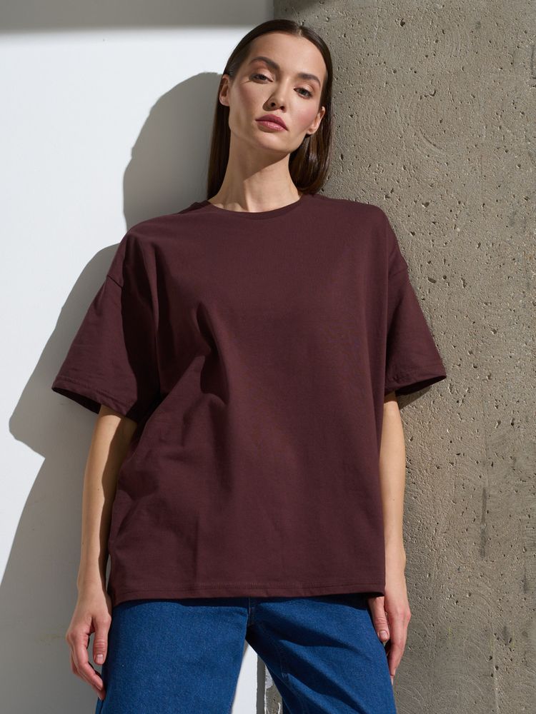 Футболка Oversize Premium, коричневая (шоколад) — фотография товара 4 из 8