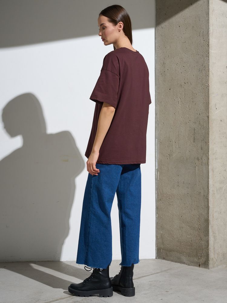 Футболка Oversize Premium, коричневая (шоколад) — фотография товара 7 из 8