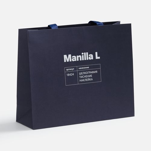 Пакет бумажный Manilla M, синий: шелкография — пример готового нанесения, фото 1 из 2
