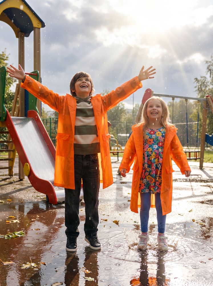 Дождевик детский RainDrop Kids, оранжевый — фотография товара 19 из 19