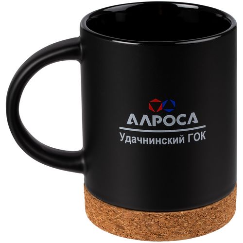Кружка с пробковой подставкой Corky, черная: деколь — пример готового нанесения, фото 1 из 12