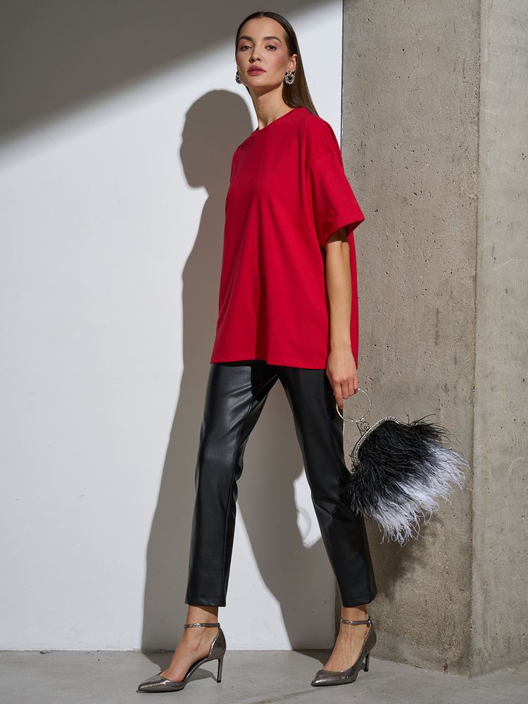 Футболка Oversize Premium, красная — фотография товара 5 из 12