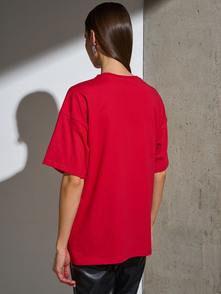 Футболка Oversize Premium, красная — фотография товара 3 из 12