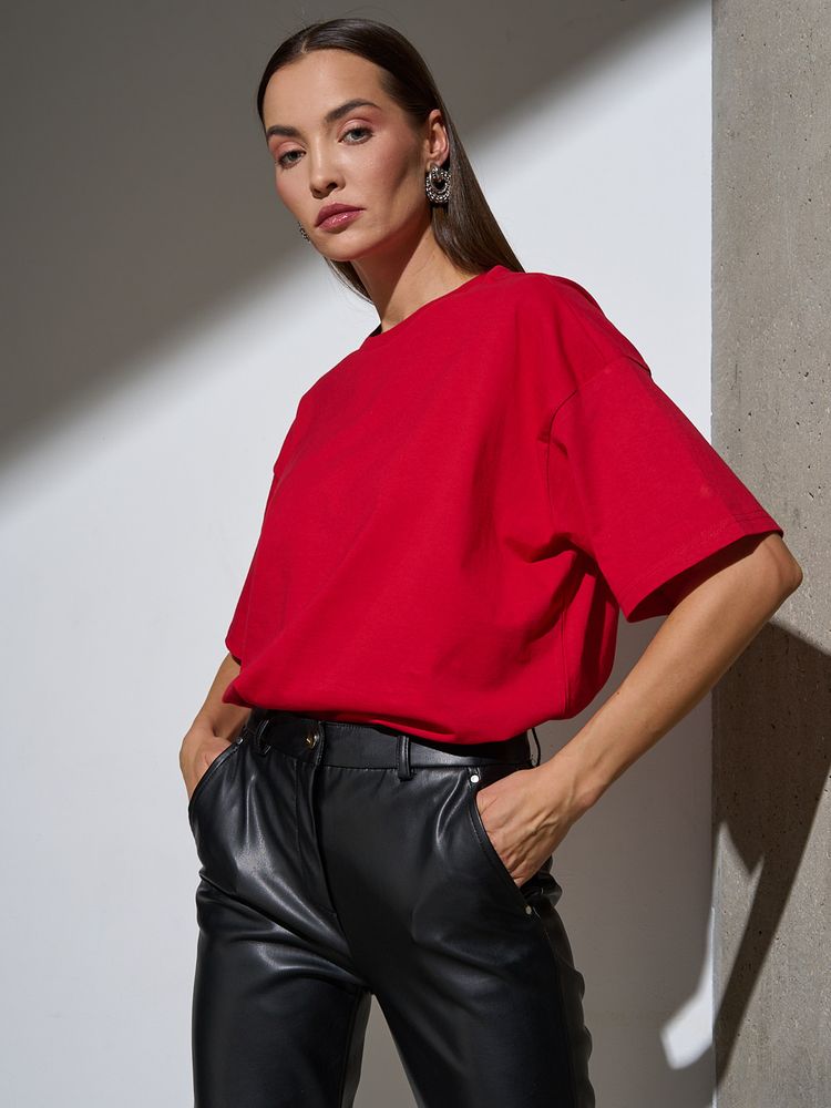 Футболка Oversize Premium, красная — фотография товара 4 из 12