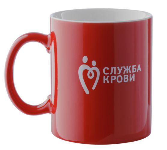 Кружка Promo, красная с белым: деколь — пример готового нанесения, фото 1 из 4