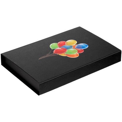 Коробка Silk с ложементом под ежедневник 15х21 см и ручку, ver.2, черная: dtf-печать — пример готового нанесения, фото 1 из 4