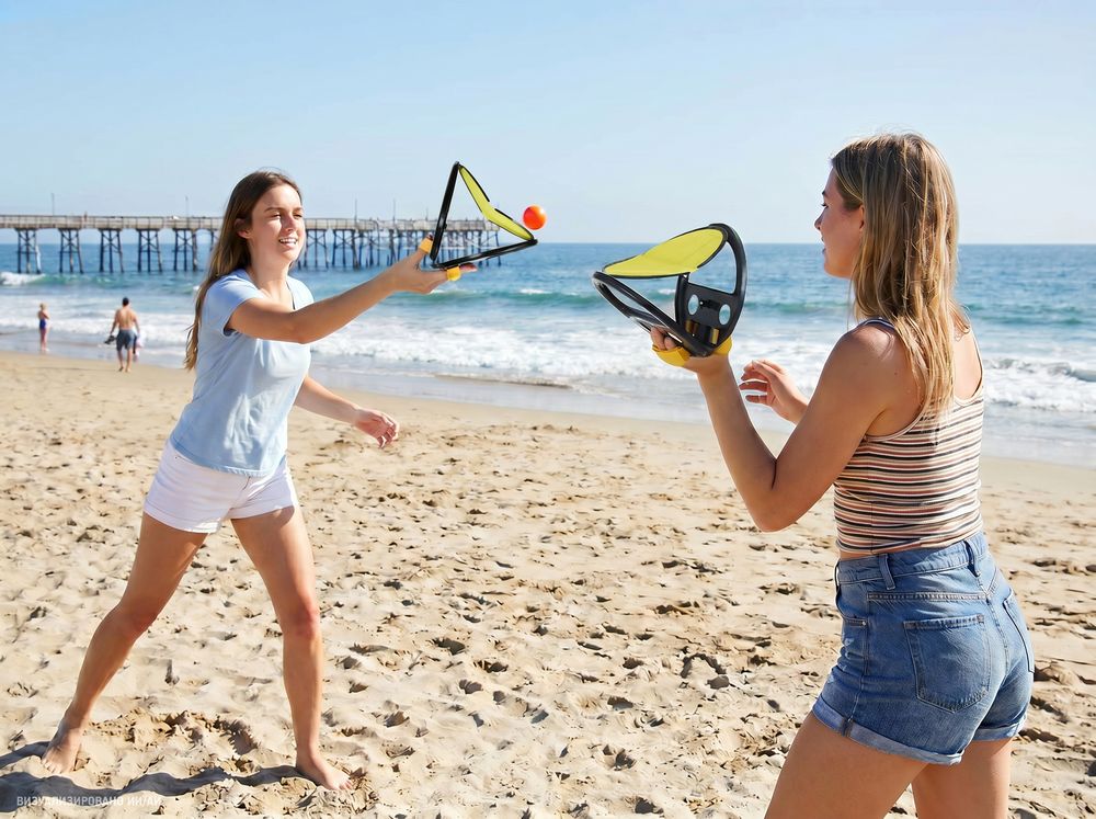 Подвижная игра с мячом Nice Catch, черная с желтым — фотография товара 10 из 12
