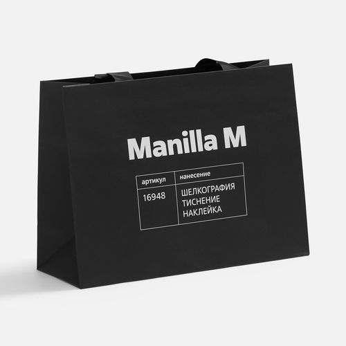 Пакет бумажный Manilla M, черный: шелкография — пример готового нанесения, фото 1 из 2