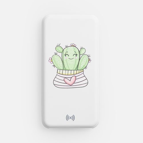 Аккумулятор с беспроводной зарядкой All Day Wireless, 10000 мАч, белый: уф-печать — пример готового нанесения, фото 1 из 2