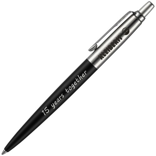 Ручка шариковая Parker Jotter Core K63, черный с серебристым: лазерная гравировка — пример готового нанесения, фото 1 из 2
