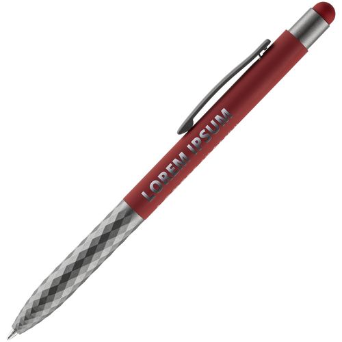 Ручка шариковая Digit Soft Touch со стилусом, красная: уф-печать — пример готового нанесения, фото 1 из 4