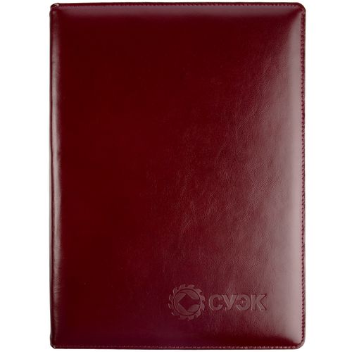 Папка адресная Signature, бордовая: тиснение — пример готового нанесения, фото 1 из 2