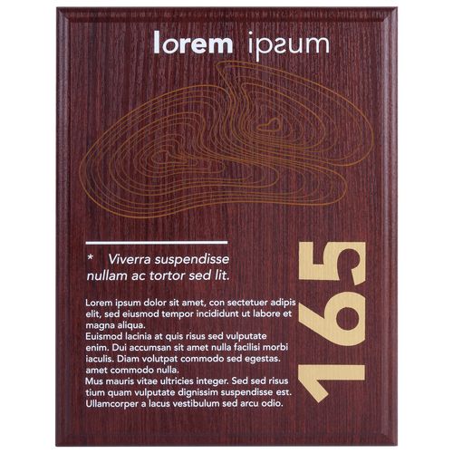 Плакетка Plaque, большая, вишня с золотистой пластиной: лазерная гравировка — пример готового нанесения, фото 1 из 3