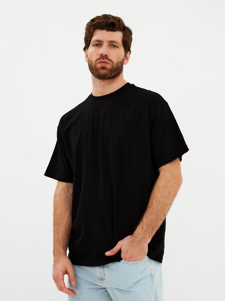 Футболка Oversize Premium, черная — хлопок 100%, гребенная пряжа; джерси, плотность 180 г/м²