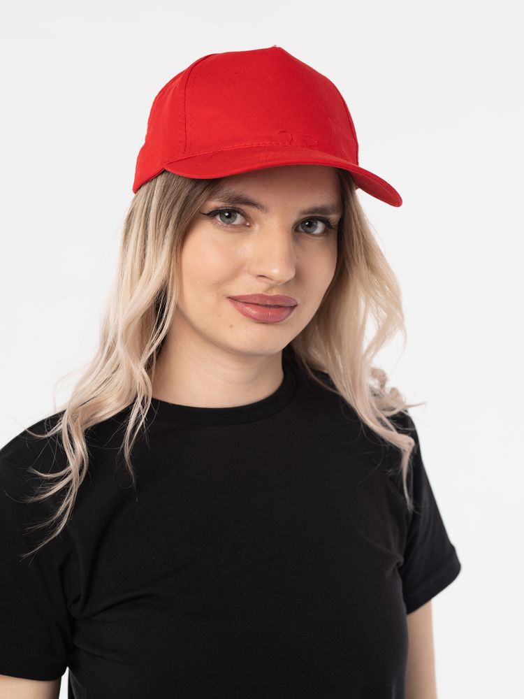 Бейсболка Basic, красная — хлопок 100%, плотность 180 г/м²