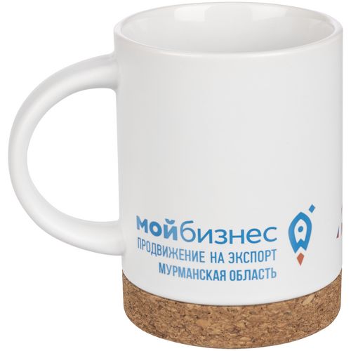 Кружка с пробковой подставкой Corky, белая: деколь — пример готового нанесения, фото 1 из 8