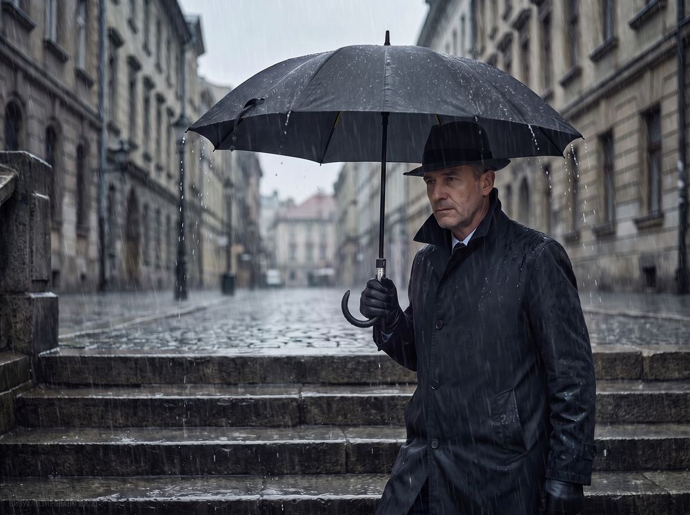 Зонт-трость Rainzee, черный — фотография товара 7 из 9