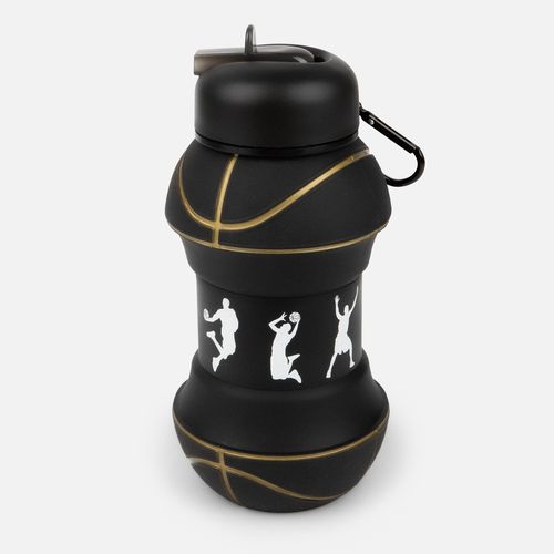 Складная бутылка для воды Basketball Flex, черная: тампопечать — пример готового нанесения, фото 1 из 4