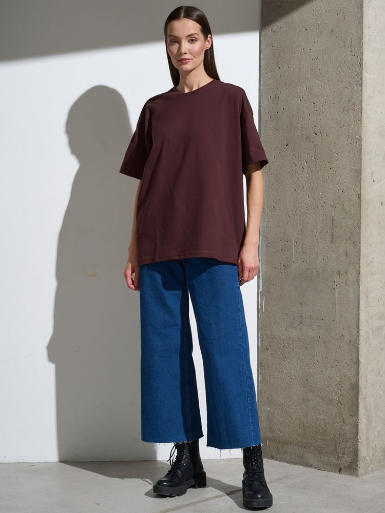 Футболка Oversize Premium, коричневая (шоколад) — фотография товара 6 из 8