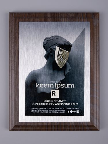 Плакетка Plaque, малая, вишня с серебристой пластиной: сублимация — пример готового нанесения, фото 1 из 3