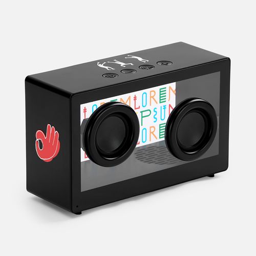 Bluetooth-колонка со светомузыкой Sensofonic, черная: тампопечать и уф-dtf и уф-печать — пример готового нанесения, фото 1 из 6