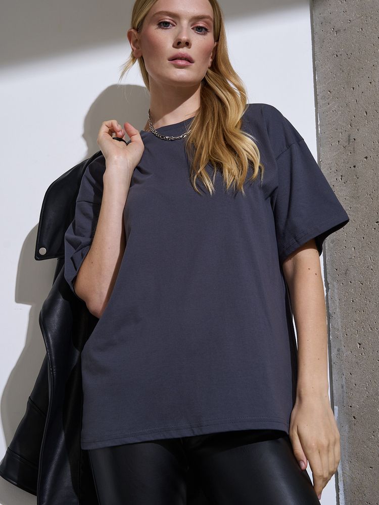 Футболка Oversize Premium, темно-серая (антрацит) — фотография товара 7 из 11