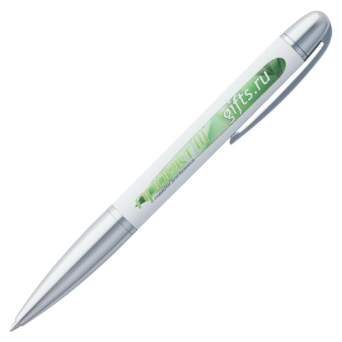 Ручка шариковая Arc Soft Touch, белая: уф-печать — пример готового нанесения, фото 1 из 6