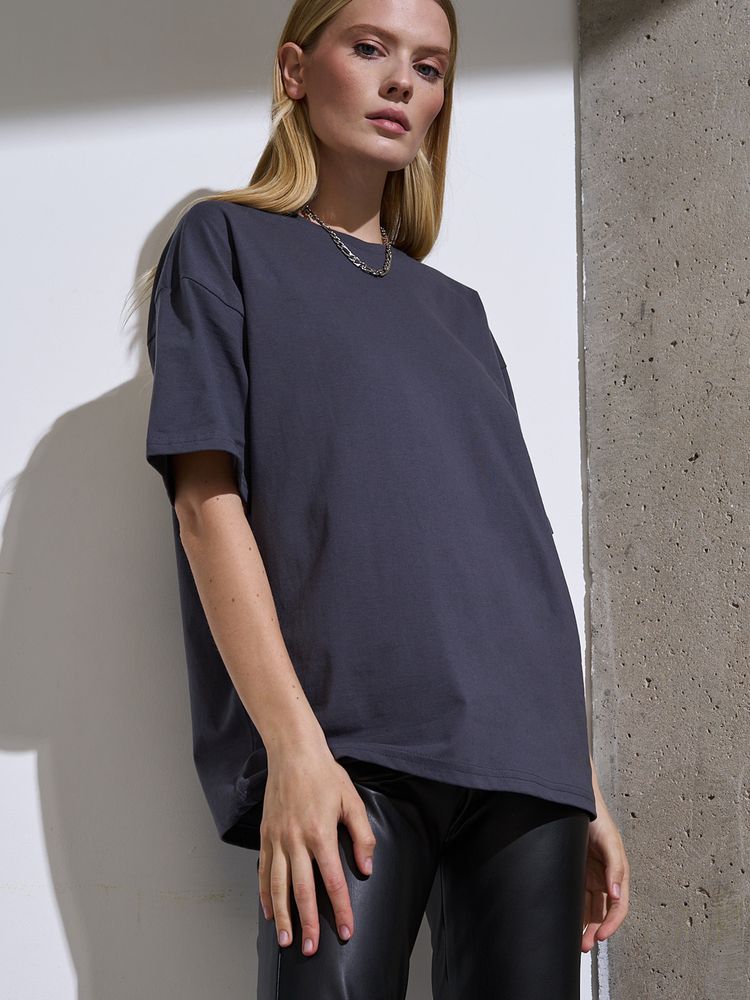 Футболка Oversize Premium, темно-серая (антрацит) — фотография товара 4 из 11