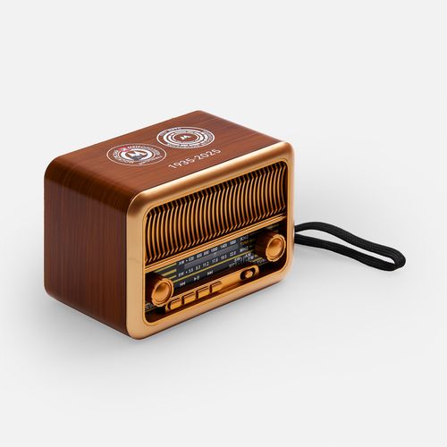 Bluetooth-колонка с радио Beatnik, коричневая: уф-печать — пример готового нанесения, фото 1 из 7
