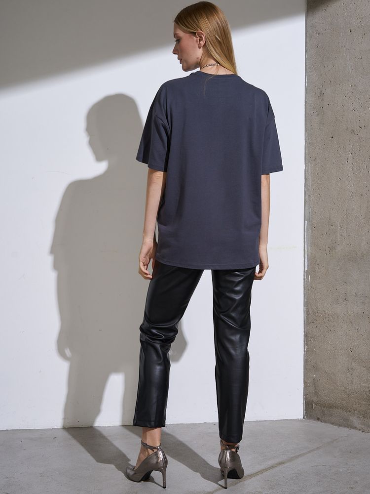 Футболка Oversize Premium, темно-серая (антрацит) — фотография товара 8 из 11
