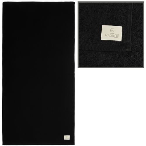 Полотенце отельное For Rooms, большое, черное: тиснение и 16150.10 лейбл etha softtouch, m, серый — пример готового нанесения, фото 1 из 1