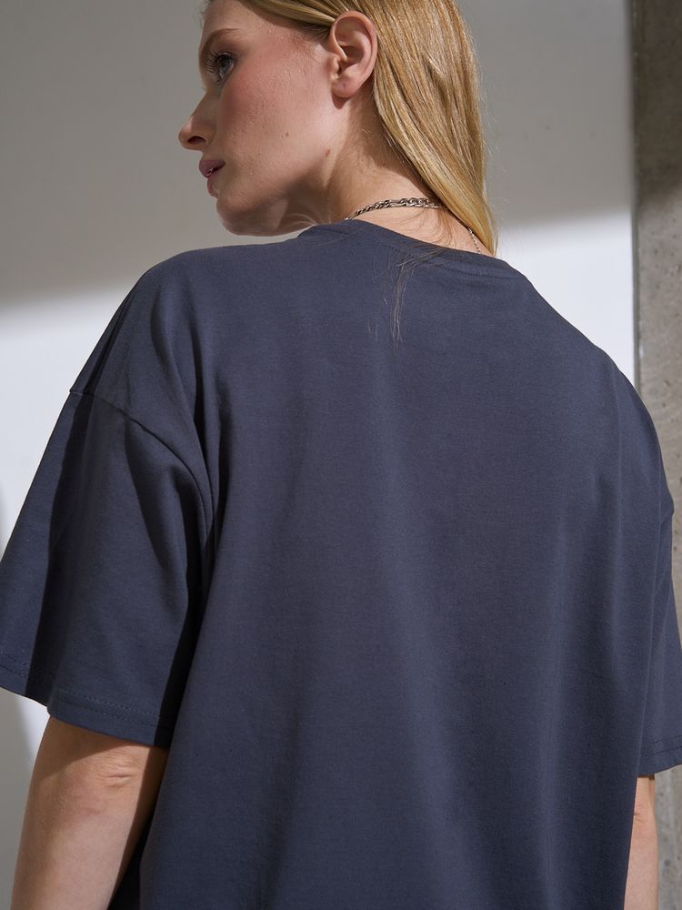 Футболка Oversize Premium, темно-серая (антрацит) — фотография товара 6 из 11