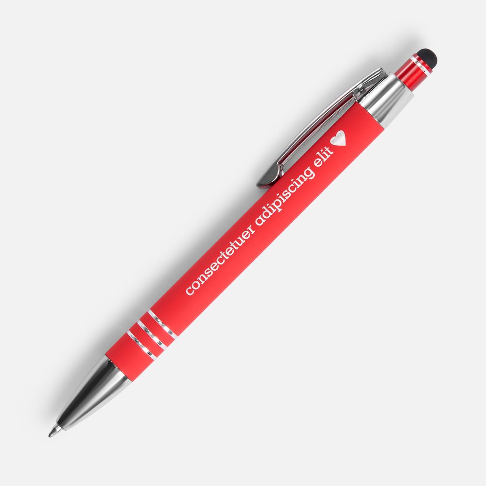 Ручка шариковая Sansen Soft Touch со стилусом, красная — фотография товара 7 из 8