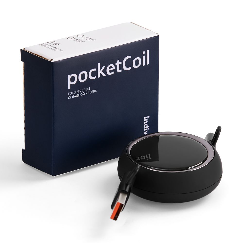 Складной кабель с переходниками pocketCoil, черный — фотография товара 8 из 8