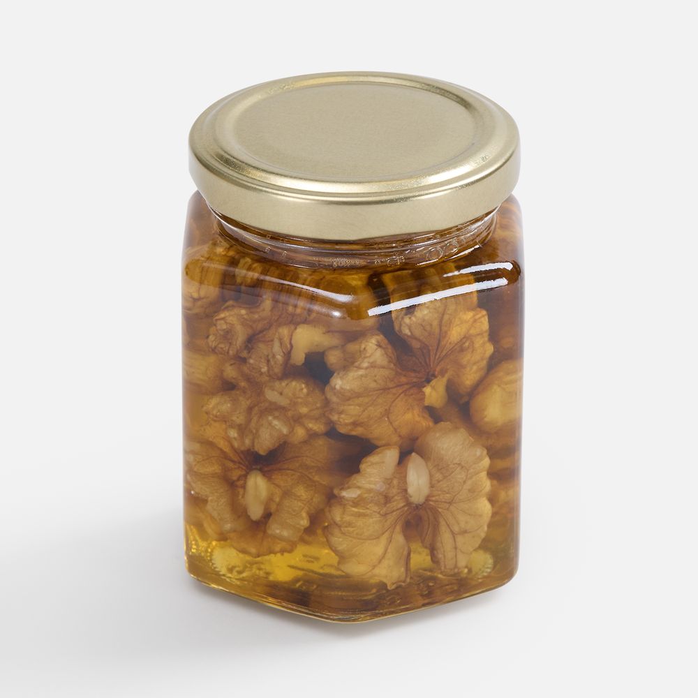 Мед Allnutty, с грецким орехом — стекло, жесть