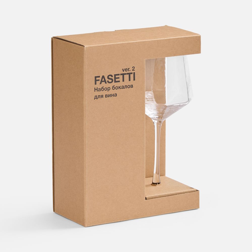 Набор из 2 бокалов для вина Fasetti, ver.2 — стекло; картон