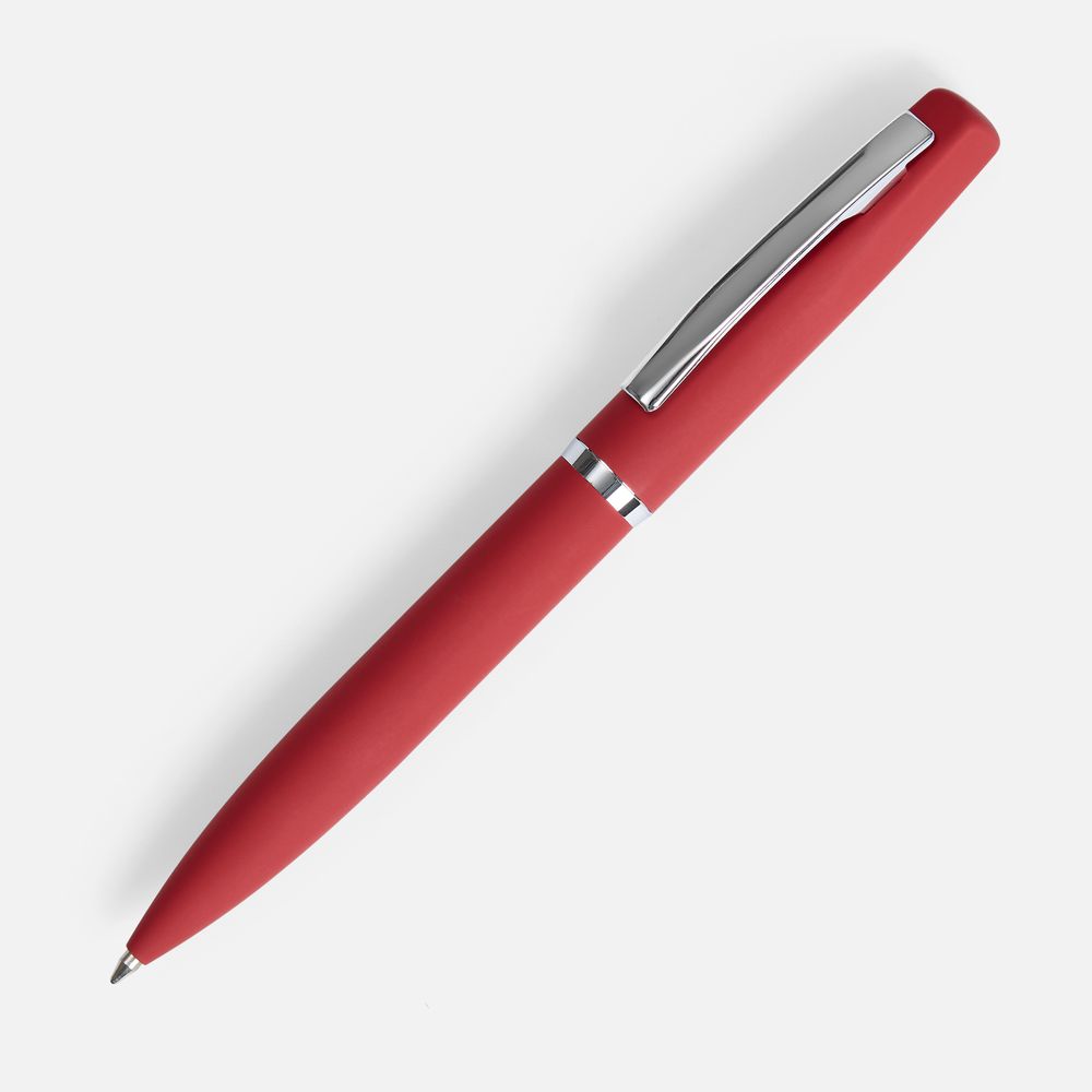 Ручка шариковая Bolt Soft Touch, красная — металл; покрытие софт-тач