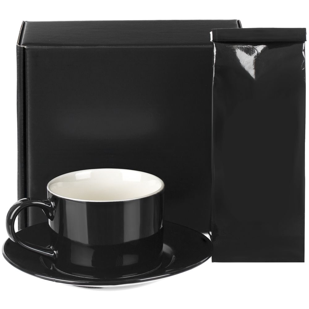 Набор Devotea, черный — коробка - микрогофрокартон; чайная пара - фарфор