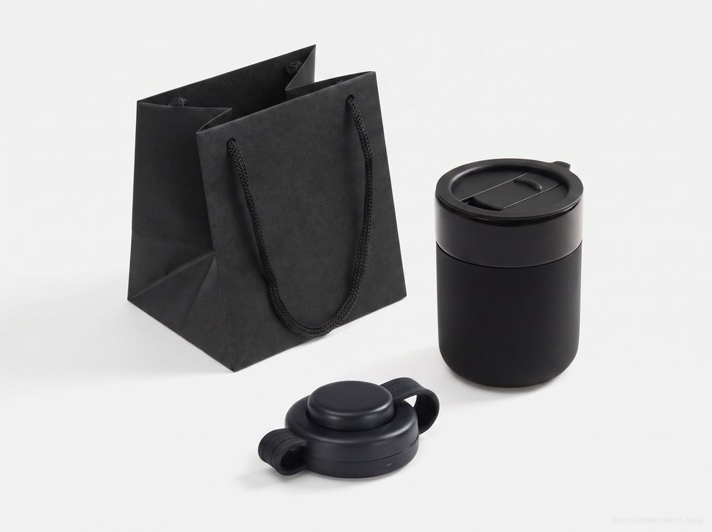 Пакет бумажный под кружку Cupfull, черный — фотография товара 4 из 4
