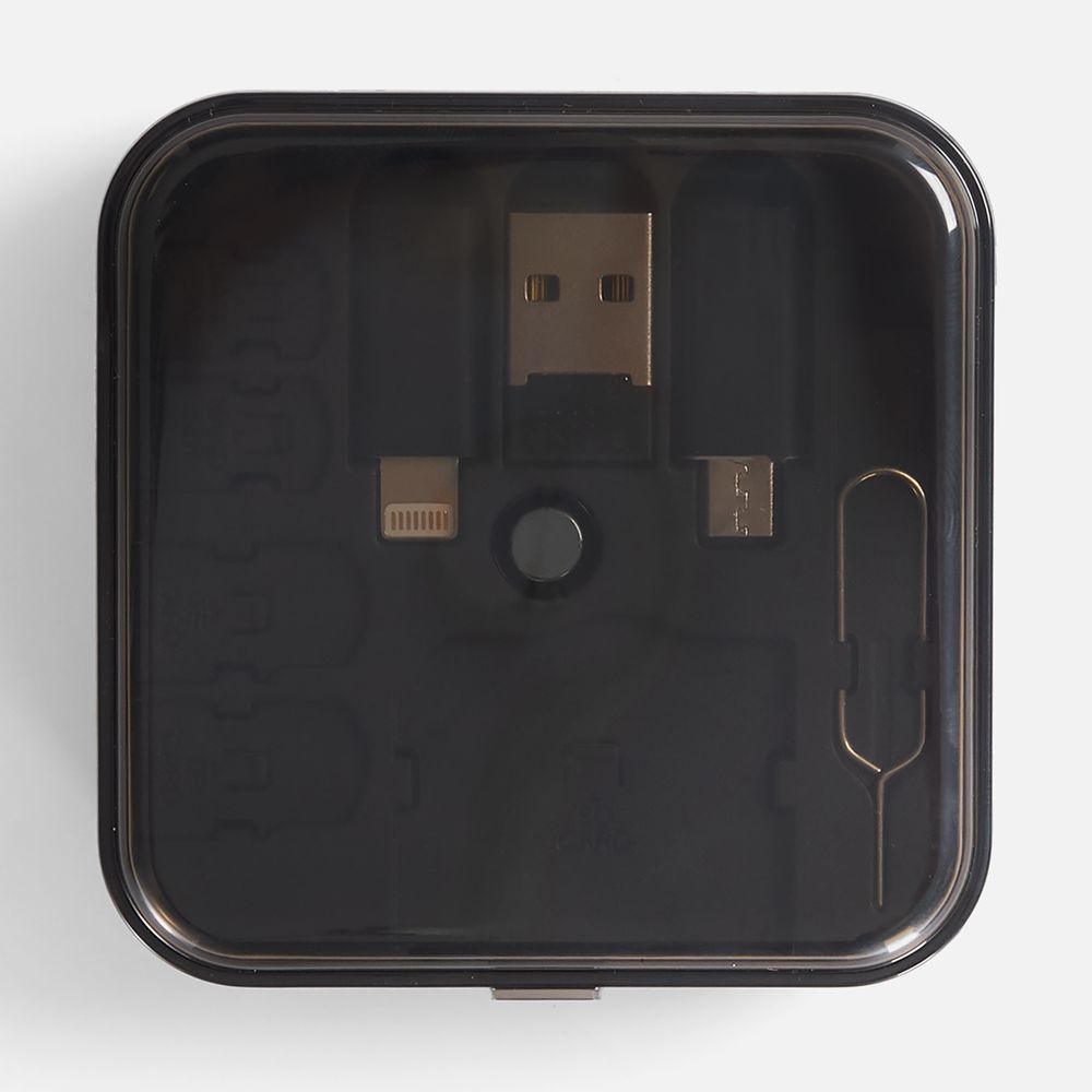 Набор для ухода за гаджетами со складным кабелем aceCase, черный — фотография товара 4 из 8